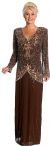 Main image of V-Neck Handbeaded Long Formal Gown with Full Sleeves